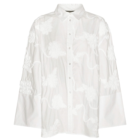 Rotate Flower Oversized Skjorte, Bright White 